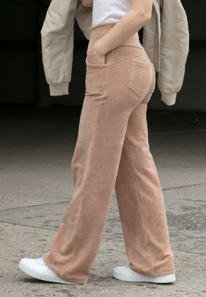 Daphne high waist velvet pants Beige