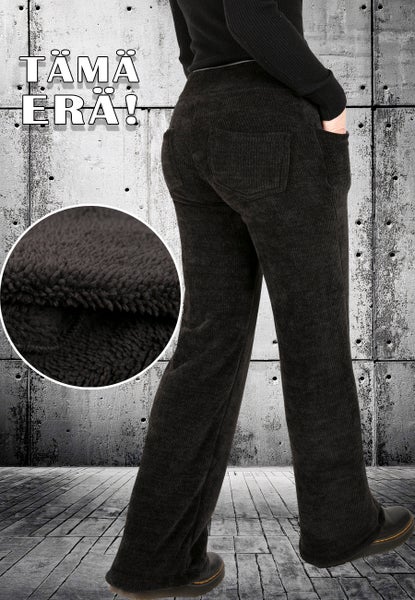 Vuorilliset samettihousut Musta